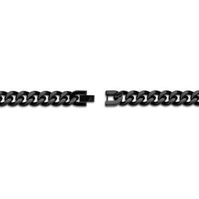 Mens Stainless Steel & Black IP 22" 12mm Curb Chain