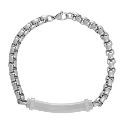 Mens Stainless Steel 8 1/2 Inch Solid Box Chain Bracelet