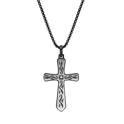 Mens White Cubic Zirconia Sterling Silver Cross Pendant Necklace - JCPenney