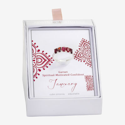 Sparkle Allure Birthstone Womens 2MM Red Cubic Zirconia Pure Silver Over Brass Band