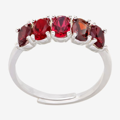 Sparkle Allure Birthstone Womens 2MM Red Cubic Zirconia Pure Silver Over Brass Band