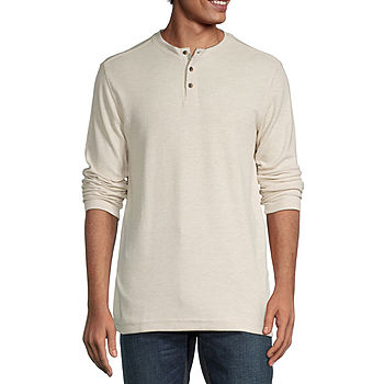 St. John's Bay Waffle Mens Henley Neck Long Sleeve Classic Fit Thermal -