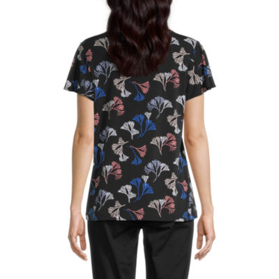 Liz Claiborne Tall Womens V Neck Short Sleeve Blouse