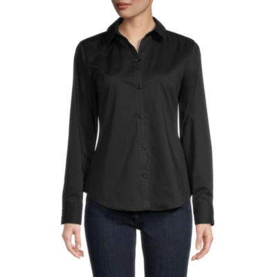 Liz Claiborne Wrinkle Free Womens Long Sleeve Regular Fit Button-Down ...