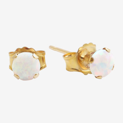 Gemstone 10K Gold 4mm Round Stud Earrings