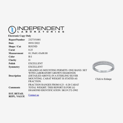 I Said Yes (H-I / I1) 1/4 CT. T.W. Lab Grown White Diamond Sterling Silver or 14K Gold Over Silver Anniversary Wedding Band