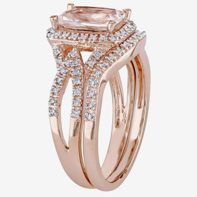 1/4 CT. T.W. Pink Morganite 10K Gold Bridal Set