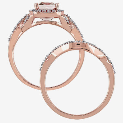 1/4 CT. T.W. Pink Morganite 10K Gold Bridal Set