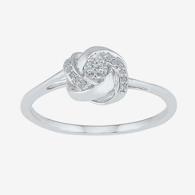 Promise My Love Womens Diamond Accent Mined White Sterling Silver Knot Ring