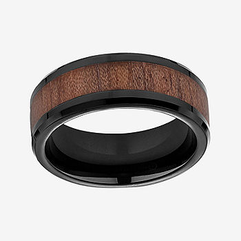 Black Cobalt 8mm Design Band with Rosewood Inlay Black Cobalt 8mm Design Band with Rosewood Inlay