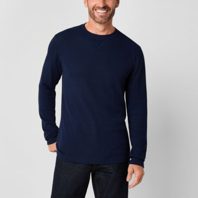 St. John's Bay Waffle Mens Henley Neck Long Sleeve Classic Fit Thermal Top