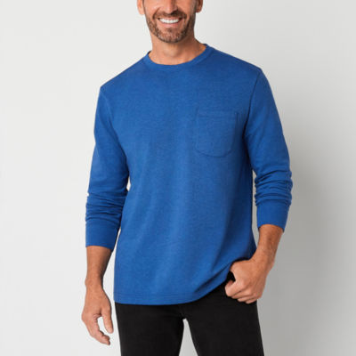 St. John's Bay Interlock Mens Crew Neck Long Sleeve Pocket T-Shirt