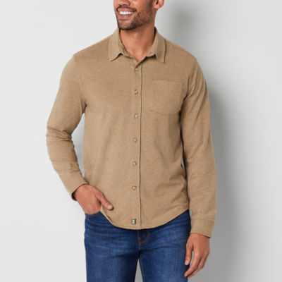 mutual weave Mens Regular Fit Long Sleeve Knit Utility Button-Down Shirt