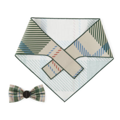 Paw & Tail Large Dog Plaid Bandana Bowtie Set