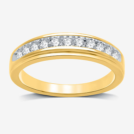 I Said Yes (h-i / I1) 1/3 Ct. T.w. Lab Grown White Diamond Sterling Silver Or 14k Gold Over Silver Wedding Band In Gold