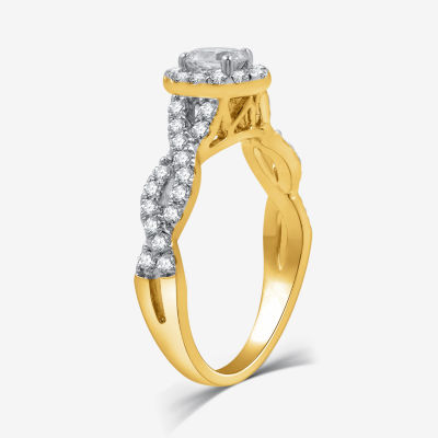 I Said Yes (H-I / I1) Womens 1 CT. T.W. Lab Grown White Diamond Sterling Silver or 14K Gold Over Oval Side Stone Halo Bridal Set