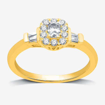 I Said Yes (H-I / I1) Womens 1/2 CT. T.W. Lab Grown White Diamond Sterling Silver or 14K Gold Over Silver Cushion Side Stone Halo Engagement Ring, 5,