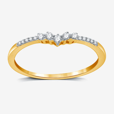 I Said Yes (H-I / I1) 1/10 CT. T.W. Lab Grown White Diamond Sterling Silver or 14K Gold Over Curved Chevron Wedding Band