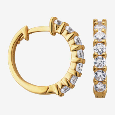 DiamonArt® 18K Yellow Gold over Silver Cubic Zirconia Hoop Earrings