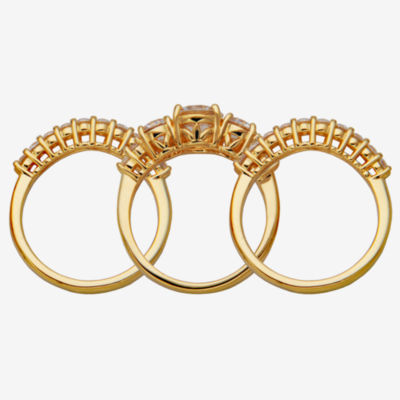 DiamonArt® Womens White Cubic Zirconia 14K Gold Over Silver Bridal Set