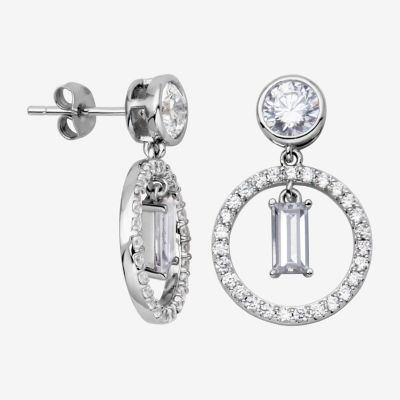 5 1/4 CT. T.W. Cubic Zirconia Sterling Silver Circle Drop Earrings