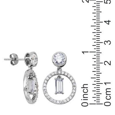 Womens 5 1/4 CT. T.W. Cubic Zirconia Sterling Silver Circle Drop Earrings