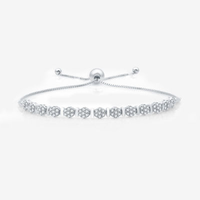 Diamond Blossom 1/ CT. T.W. Natural White Diamond Sterling Silver Bolo Bracelet