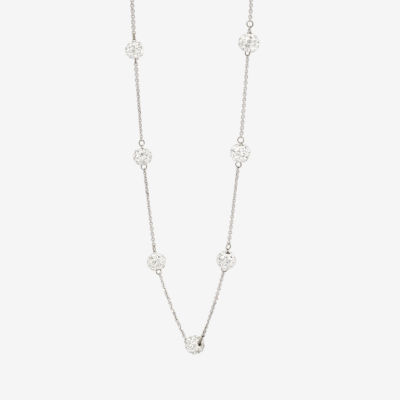 Sterling Silver Crystal Beaded Station Necklace 