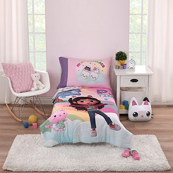Dreamworks Gabby's Dollhouse Dream It Up Multi-Colored Rainbow Pj Time 4 Piece Toddler Bed Set