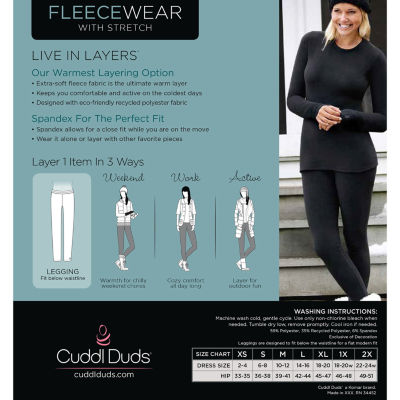 Cuddl Duds Fleecewear Tag Free Thermal Legging