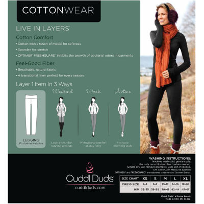 Cuddl Duds Cottonwear Tag Free Thermal Legging