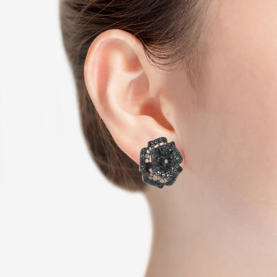 Mixit Black 30mm Flower Stud Earrings