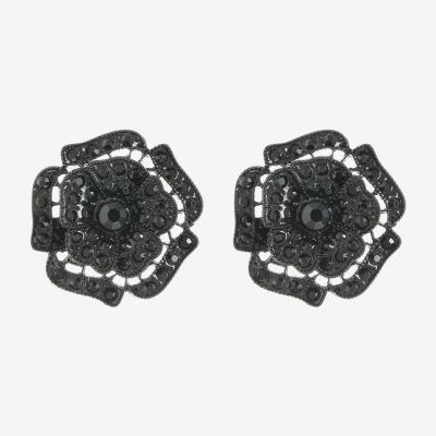 Mixit Black 30mm Flower Stud Earrings