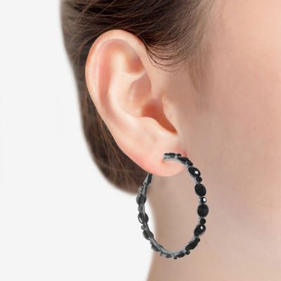 Mixit Black Hoop Earrings