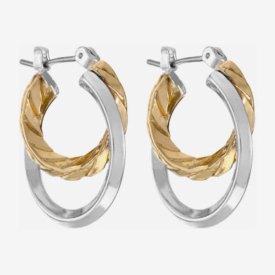 Liz Claiborne® Two-Tone 2-Row Hoop Earrings