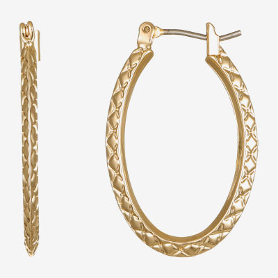 Liz Claiborne® Gold-Tone, Textured Oval Hoop Earrings