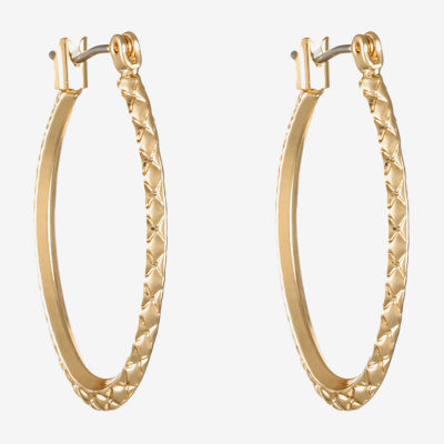 Liz Claiborne® Gold-Tone, Textured Oval Hoop Earrings