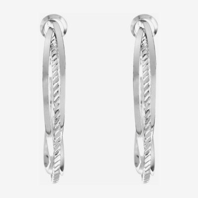 Liz Claiborne® Silver-Tone, Twisted Hoop Earrings