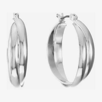 Liz Claiborne® Silver-Tone, Twisted Hoop Earrings