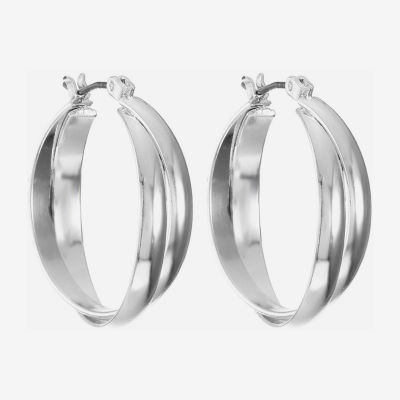 Liz Claiborne® Silver-Tone, Twisted Hoop Earrings