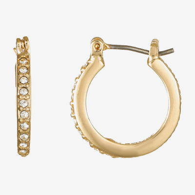 Monet Jewelry Gold Tone And Crystal Crystal Hoop Earrings