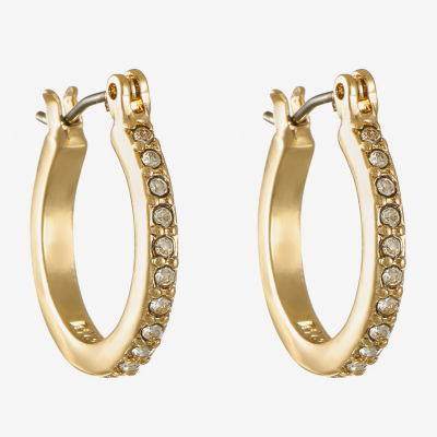 Monet Jewelry Gold Tone And Crystal Crystal Hoop Earrings