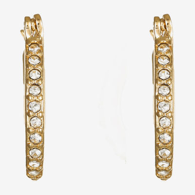 Monet Jewelry Gold Tone And Crystal Crystal Hoop Earrings