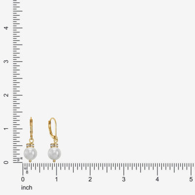 Monet Jewelry Womens White Simulated Pearl Ball Drop Earrings