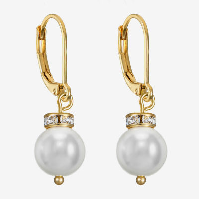 Monet Jewelry Womens White Simulated Pearl Ball Drop Earrings