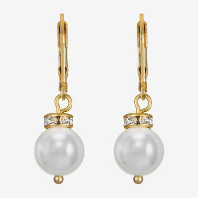Monet Jewelry Womens White Simulated Pearl Ball Drop Earrings