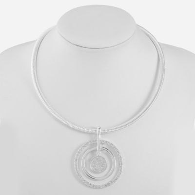 Liz Claiborne Silver Tone 17 Inch Omega Pendant Necklace