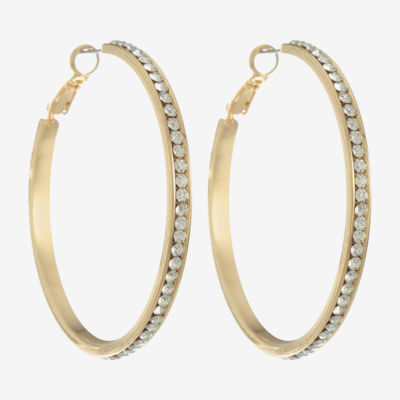 Monet Jewelry Gold Tone Crystal Hoop Earrings