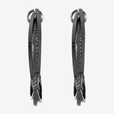 Liz Claiborne® Hypoallergenic Hematite Multi-Layer Hoop Earrings