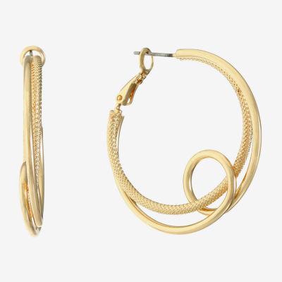 Monet Jewelry Gold Tone Twist Womens 40mm Hypoallergenic Hoop Earrings